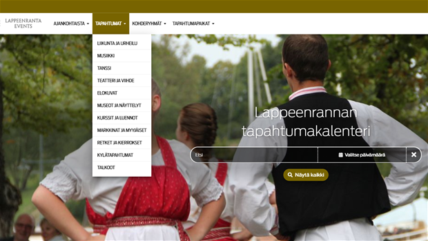 Samaan ikkunaan aukeava linkki, joka vie Lappeenrannan tapahtumakalenterin verkkosivustolle.