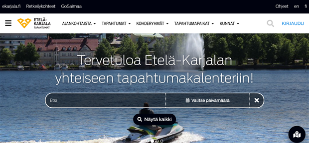 Samaan ikkunaan aukeava linkki, joka vie Etelä-Karjalan tapahtumakalenterin verkkosivustolle